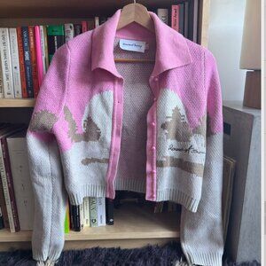 HOUSE OF SUNNY CARDIGAN (PINK/BROWN/WHITE, WOMEN'S SIZE 4)